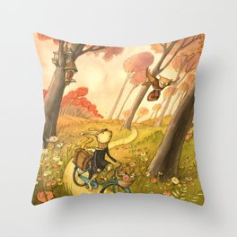 Bike Ride Through The Woods Throw Pillow