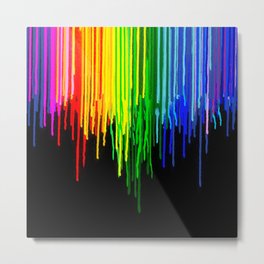 Rainbow Paint Drops on Black Metal Print | Joy, Rainbow, Splatter, Black, Neon, Love, Colorful, Colourful, Nature, Pattern 