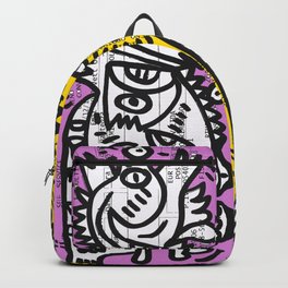 Purple Yellow Graffiti Italian Train Ticket Upcycled Backpack | Graffiti, Black And White, Abstract, Italiantrainticket, Marker, Upcycledart, Pop Art, Emmanuelsignorino, Ink, Street Art 