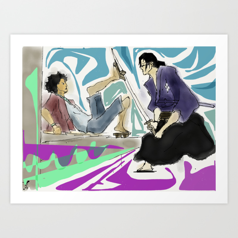 Wallpaper Samurai Champloo Battle Mugen Vs Jin Art Print By Gitbrix Society6 For iPhone