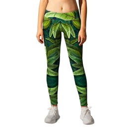 "Retro Tropical Tiki Fantasy 02" Leggings | Tropical, Foliage, Marina, Graphicdesign, Palms, Jungle, Pacific, Party, Plants, Retro 