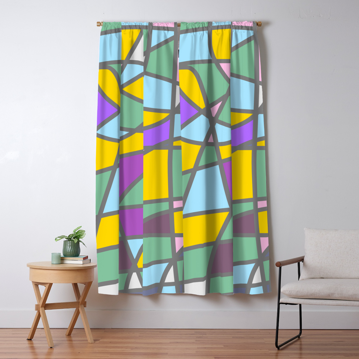 Stain Glass Abstract Meditation Easter Painting Blackout Curtain