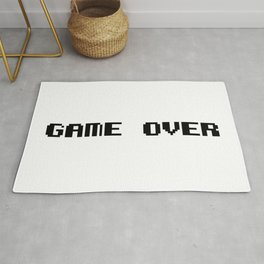 Game Over Rug | Videogame, Graphicdesign, Jumpercat, Finale, Black And White, Game, Curated, Word, Console, Joystick 