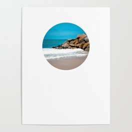 The Ocean Rocks! (Small image on Large Background) Poster