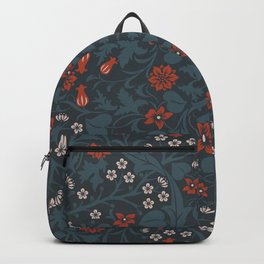Vintage floral pattern blue and red flowers Backpack | Midnightblue, Medieval, Classic, Williammorris, English, Morris, Vintage, Drawing, Darkblue, Boho 