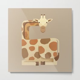 Whimsy Giraffe Metal Print | Nature, Curated, Kids, Africa, Abstracts, Color, Mid Century, Safari, Children, Illustration 