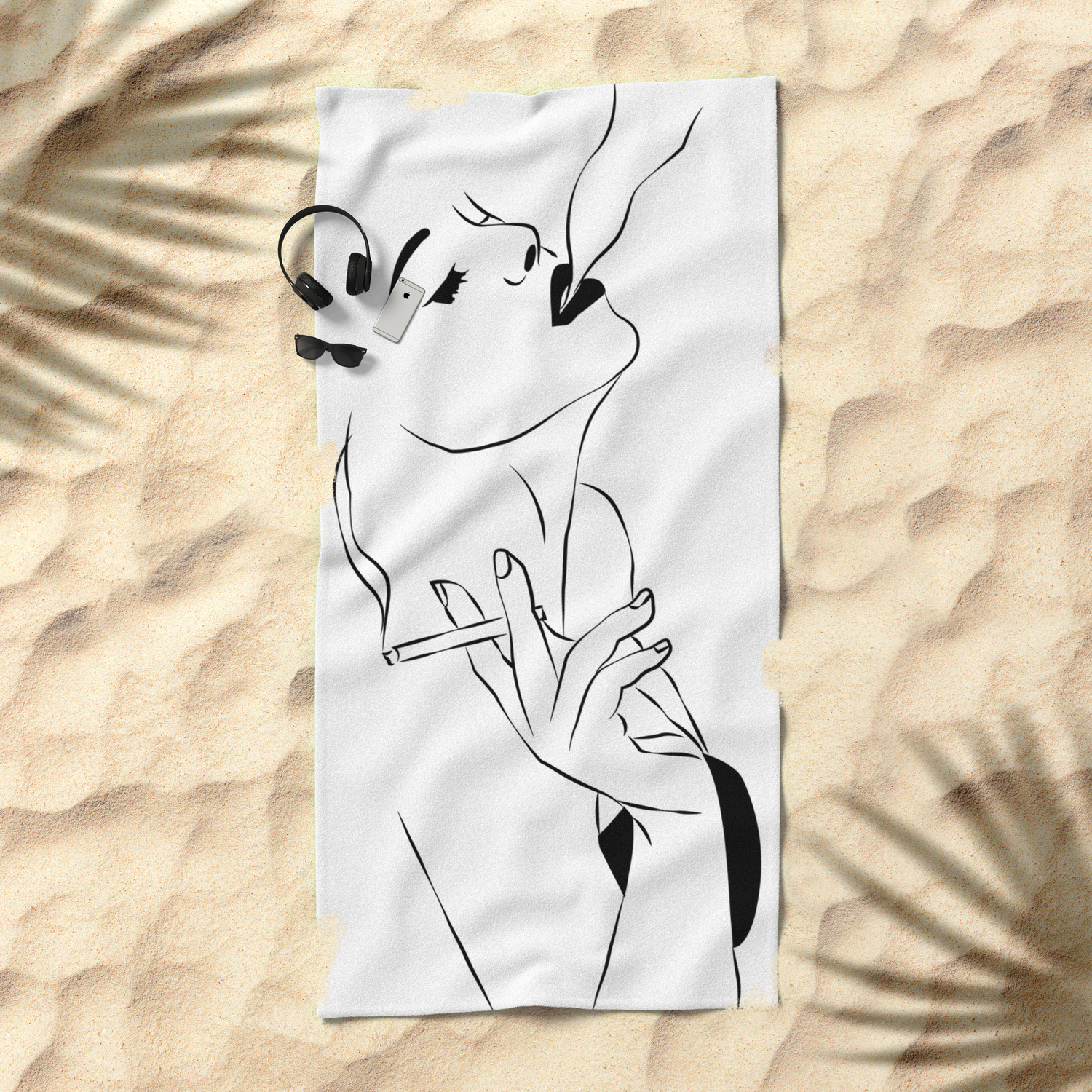 Woman Smoking Line Art Female Face Sketch Minimal Abstract