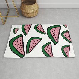 Watermelons Print Rug | Comic, Pastel, Black And White, Pattern, Illustration, Sweets, Pop Art, Summertime, Fruit, Summer 