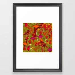 Mushrooms in the Forest Framed Art Print