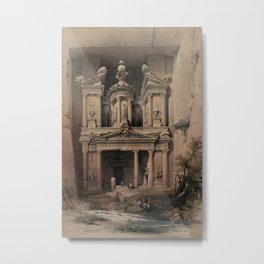 Vintage Print - The Holy Land, Vol 3 (1843) - El Khasnè, Petra Metal Print | Travelogue, Old, Watercolor, Arabia, Antique, Print, Syria, Illustration, Painting, Egypt 