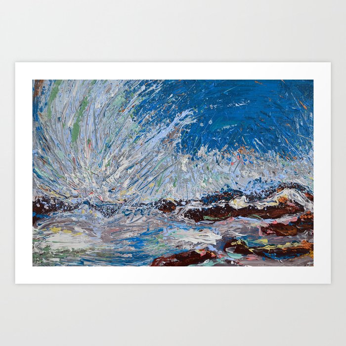 Ocean Waves Palette Knife Abstract Painting Of Sea Landscape Art