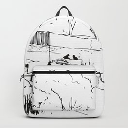 Architecture Handdcrafting Backpack | Garden, Architecture, Ink Pen, Drawing, Handcrafting, Bw, Tree, Minimal, Graphite, Black And White 