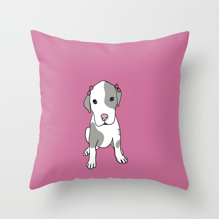 Millie The Pitbull Puppy Throw Pillow | Drawing, Digital, Pitbull, Pit-bull, Pitbull-puppy, Female-puppy, Dog, Puppy, Pup, Cute