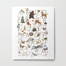 Woodland forest alphabet Metal Print | Classroom, Nature, Bear, Watercolour, Baby, Kidsbedroom, Forest, Watercolor, Woodland, Abc 