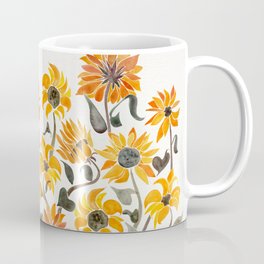 Sunflower Watercolor – Yellow & Black Palette Coffee Mug | Painting, Floral, Sun, Hippy, Curated, Prairie, Vintage, America, Kansan, Sunflowers 