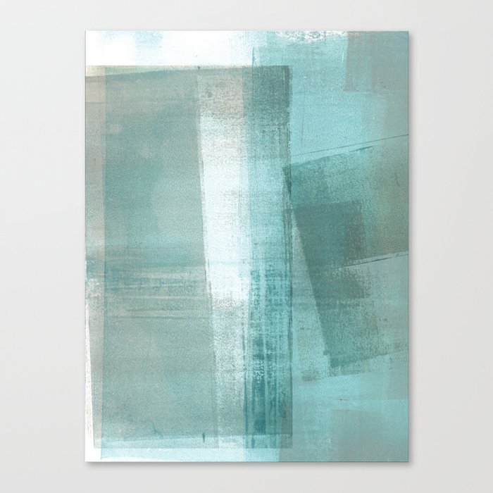 Turquoise Aqua Taupe Geometric Abstract Painting 3 Canvas Print By