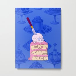 Eat The Rich Cake Metal Print | Cake, Taxtherich, Skull, Blue, Activism, Rich, Socialism, Eattherich, Food, Digital 