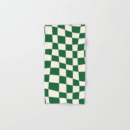 Wavy Checker Green Hand & Bath Towel | Checkerpattern, Checks, Check, Plaid, Pattern, Checkered, Square, Checkerboard, Geencheckered, Squares 
