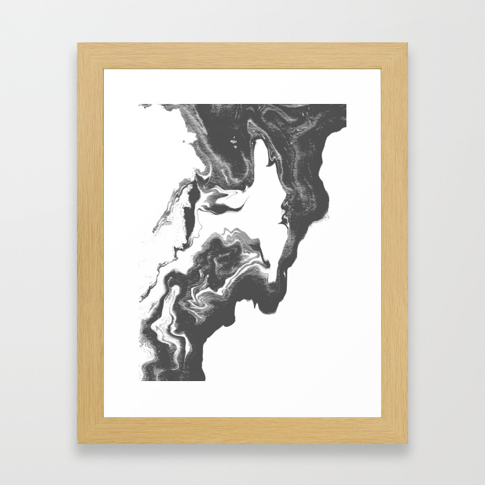 Somi Spilled Ink Black And White Marble Patterned Painting