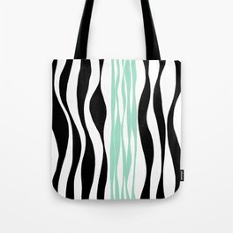 Ebb and Flow - Mint Green, White and Black Tote Bag