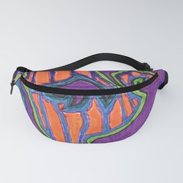 Purple and Orange Face on Stripes Fanny Pack