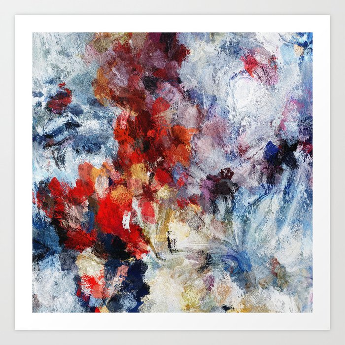 Modern Abstract Painting In Red Blue Tones Art Print By