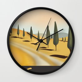 Tuscany Italy Wall Clock | Italiancartoon, Italy, Road, Italian, Travelposter, Yellow, Italyevening, Warm, Italytravelposter, Tuscany 