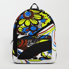 Floral Silhouette YBB Backpack | Mushroomart, Mod, Hair, Curated, Woman, Pattern, Vintage, Retro, Graphicdesign, Brown 