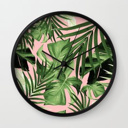 Tropical Jungle Leaves Pattern #11 #tropical #decor #art #society6 Wall Clock | Beach Vibes, Blush Pink, Tropical Leaves, Jungle Vibes, Botanical, Home Decor, Tropical Jungle, Photo, Cali Vibes, Interior Decor 