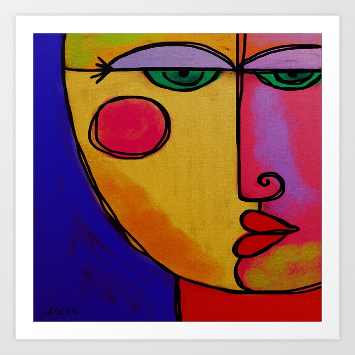 Colorful Abstract Face Digital Painting Art Print By Jackieludtke