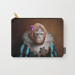 Portrait of Lady Oona Orangutan Carry-All Pouch | Brown, Collage, Painting, Surreal, Gold, Ape, Animal, Blue, Apparel, Pink 