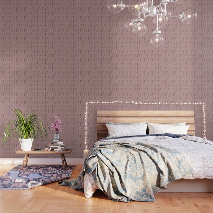 Minimal Flower Pattern Thin Line Dusty Pink Wallpaper By