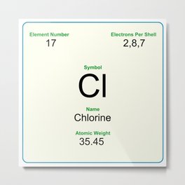 17 Chlorine Metal Print | Periodic, Ericpauker, Graphicdesign, Element, Chlorine, Digital, Table, 17 