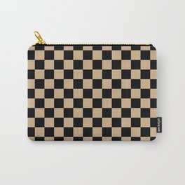 Black and Tan Brown Checkerboard Carry-All Pouch | Tancheckered, Browncheckered, Squares, Checkerboard, Tanbrowncheckered, Checkered, Blackcheckered, Pattern, Black, Graphicdesign 