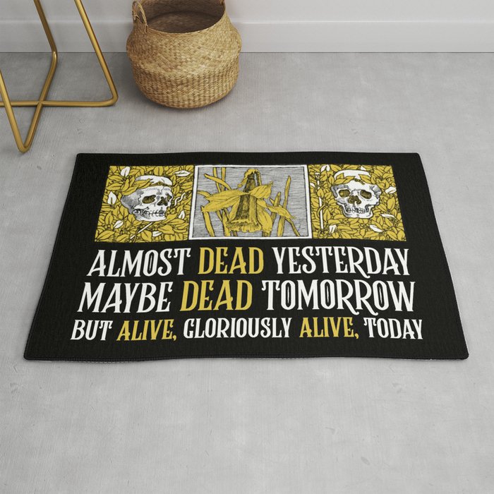 Wheel Of Time Mat Cauthon Quote Robert Jordan Almost Dead Yesterday Rug By Rgbandit Society6
