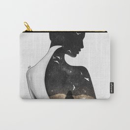 The life of you. Carry-All Pouch | Digital, Illustration, Peace, Night, Stars, Drawing, Black And White, Galaxy, Emotional, Graphite 