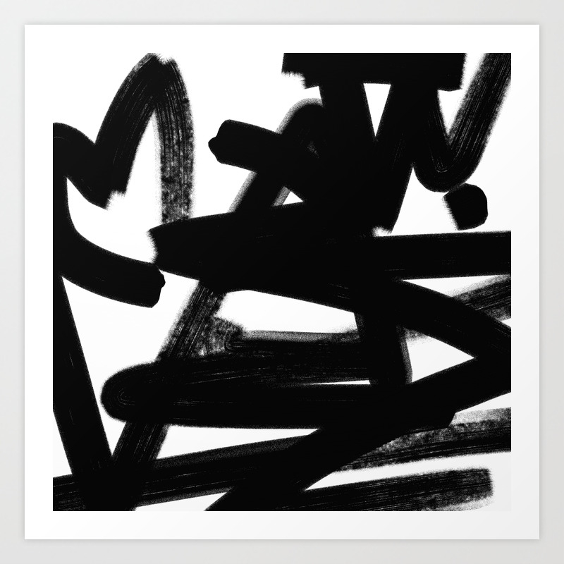 Thinking Out Loud Black And White Abstract Painting Raw Brush
