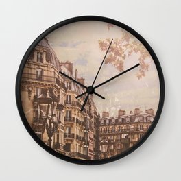 Vintage Paris Architectural Street Scene Wall Clock | Pinkphotography, Vintageparis, Whitestones, Filmtexture, Frenchscene, Sunshine, Cityscape, France, Parisstreet, Parislandscape 