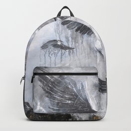 Fly Raven - fly Backpack | Black and White, Painting 