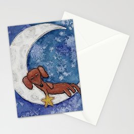 Dachshund on the Moon Stationery Cards