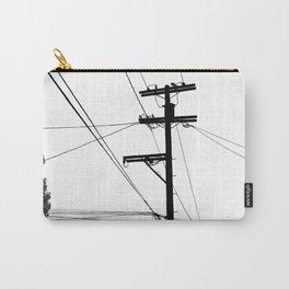 Power Lines at the bluff Carry-All Pouch | Landscape, Architecture, Illustration, Blackandwhite 