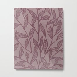 Elderberry Patterned Leaves Metal Print | Acrylic, Dots, Trending, Monochrome, Eclectic, Maximalist, Muted, Violet, Branch, Digital 