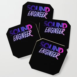 Sound Engineer Lettering Audio Mixer Music Coaster