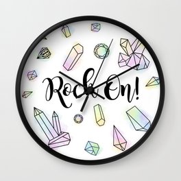 Rock On! Wall Clock | Comic, Drawing, Typography, Illustration, Graphic Design, Funny, Stones, Gem, Gems, Rockon 