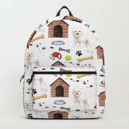 Bichon Frise Dog Half Drop Repeat Pattern Backpack | Bichonpattern, Bichon, Graphicdesign, Bichonfrise 