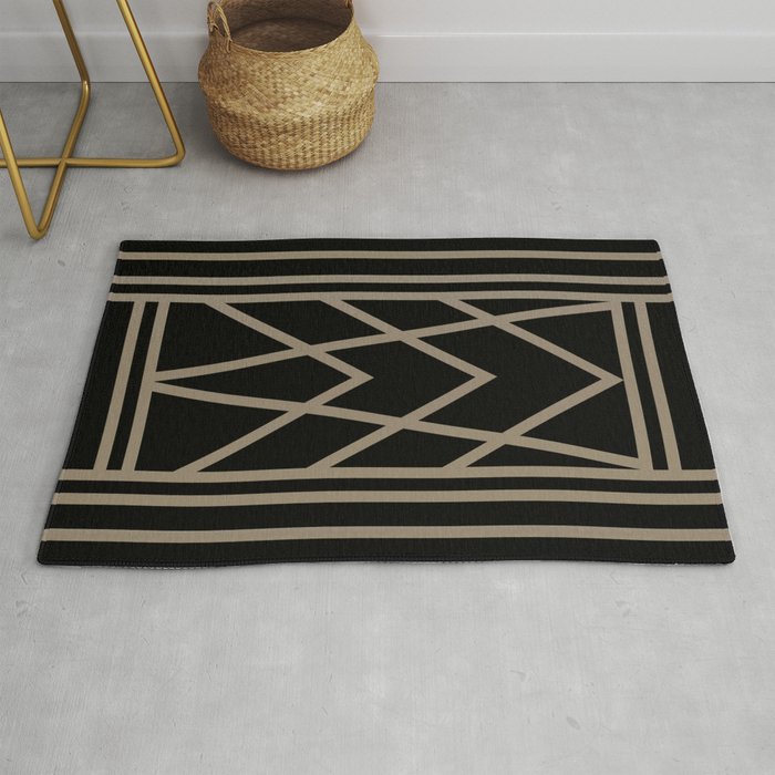 Black Gold 2 Abstract Artdeco Geometric Rug By Absentisdesigns