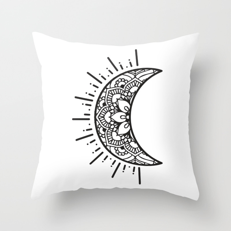 Half Moon Drawing Throw Pillow By Aterkaderk Society6
