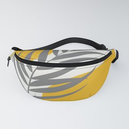 Yellow abstract grey palm Fanny Pack