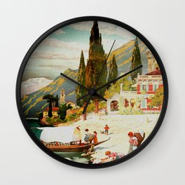Switzerland and Italy Via St. Gotthard Travel Poster Wall Clock | Lake, Decor, Swiss, Ad, Vintage, Retro, France, Alps, Mountains, Ads 