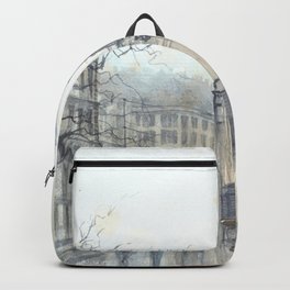 Lviv cityscape Backpack | Grey, Ukrain, Wallartwatercolor, Lvivcityscape, Watercolor, Brown, Painting, Paintingwatercolor 